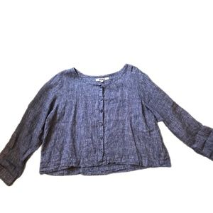 FLAX Blue Linen Top Size L